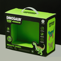 Boîte pliante personnalisée pour jouets avec fenêtre transparente en PVC sur le devant et poignée de transport en plastique pour emballages de vente au détail de figurines d'animaux pour enfants