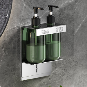 Thép Không Gỉ Xà Phòng Dispenser ABS Khung Treo Tường Dầu Gội Tắm Gel Giá Không Khoan Thiết Kế Cho Khách Sạn Phòng Tắm Cross-Biên Giới - Product Image 5