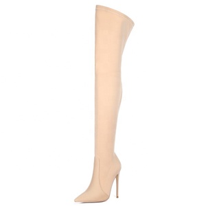 Multi-colors Size 45 Women's Over Knee <b>Boots</b> Stretch Fabric Thigh High <b>Boots</b> Women Skintight Stiletto Shoes on Long <b>Boots</b> - Product Image 6