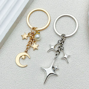 Portachiavi all'ingrosso di colore oro carino stella luna portachiavi in acciaio inox borsa borsa borsa zaino charm <span class=keywords><strong>porta</strong></span> auto - Product Image 3