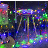 Guirlande lumineuse LED solaire d'ambiance blanc chaud en forme de filet de pêche IP44 4x6m pour jardin, pelouse, rideau, éclairage décoratif, Noël et fêtes