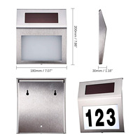 Plaque de porte en acier inoxydable imperméable pour l'extérieur, numéro de maison solaire pour jardin, cour, villa