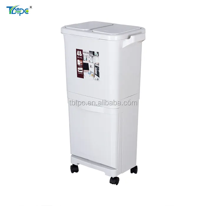 Household 2 Tiers hand press and 4-wheeled garbage bin