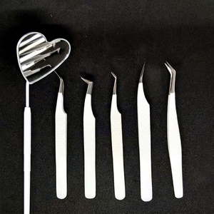 OEM/ODM Nuevo Kit de Pinzas para Pestañas de 5 Piezas con Recubrimiento en Polvo Blanco Mate y 1 Espejo, Personalizado de Fábrica, para Estudiantes Principiantes - Product Image 1