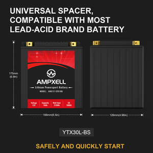 Batterie de moto 12V, batterie au lithium CCA1080 18Ah, batterie de démarrage de voiture AMX12-180FQ 12.8v au lithium - Product Image 5