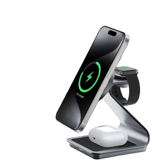 3 in 1 Flexible PD Wireless Charging Stand with Auto Alignment and Aviation Aluminum Alloy