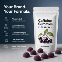 Gummies à la caféine OEM avec sureau et zinc pour la concentration et le soutien immunitaire |   60 unités en vrac sous marque privée