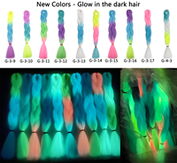 Extensions de cheveux synthétiques néon ombrés de 24 pouces, 100g, brillants dans l'obscurité, cheveux lumineux pour tresses jumbo