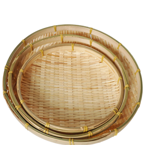 Vietnamese Handmade Eco-Friendly Durable Bamboo Storage Basket for Fruit Bread Flowers with Multifunction Design - Product Image 1