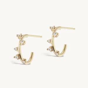 VLOVE OEM / ODM Service Fine Custom Jewelry Diamond Earrings For Women 14k 18k Mini Scatter Hoops