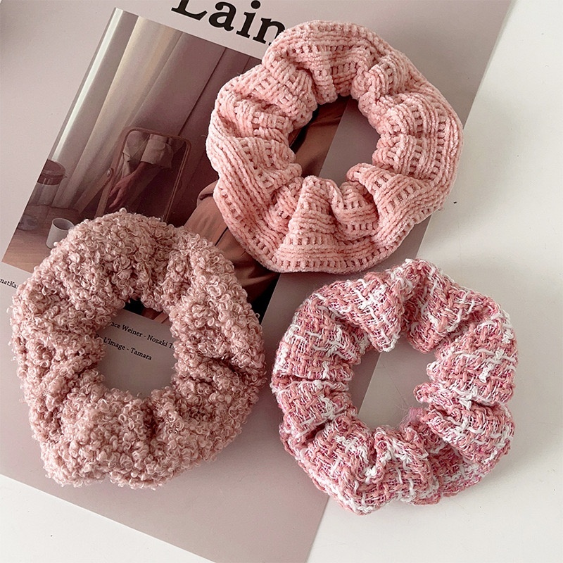 NEW PINK LOGO SCRUNCHIE HAIR BAND TIE PONYTAIL 12PCS Girl Women Pink Hair Scrunchies Velvet Ponytail  main image 2