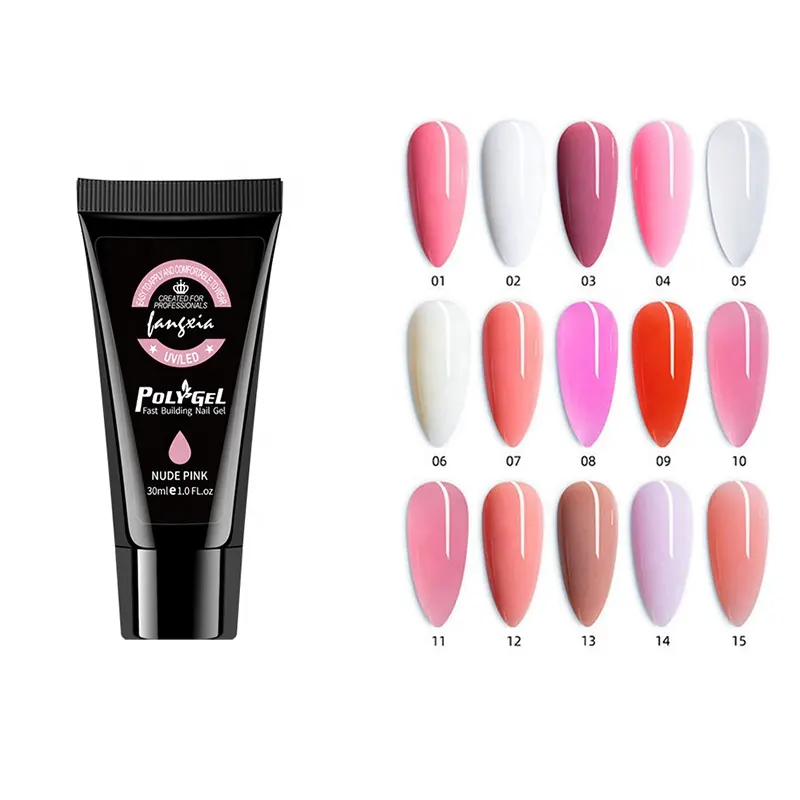 Free Sample Private Label Wholesale 15Colors 30ml Soak Off Uv Gel Easy To Apply Acrylic Nail Extension Poly Gel Kit