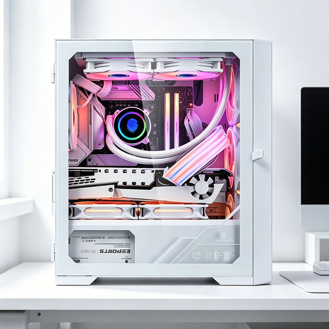 White Gaming PC AMD Ryzen 9 RTX 4080 Super Desktop Gaming Computer Esports PC Gamer Station Air Cooling IT Computing System