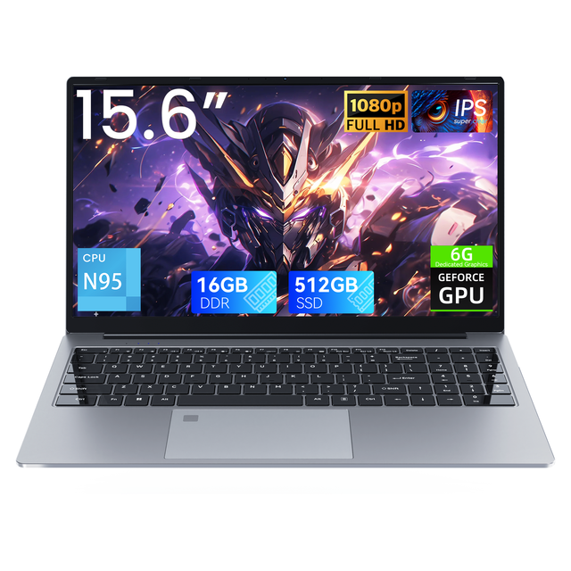 Factory Wholesale New 15.6" Intel N95 GDDR5 Dedicated Graphics Quad Core 1.7GHz Windows 11 Gaming Laptop SSD Full HD 60Hz