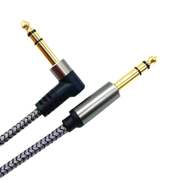 Right Angle 6.35mm TRS Balanced Cable 1/4 Inch Male to Male Shielded Audio Interconnect for Mixer Studio Recording