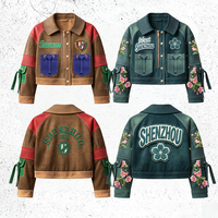 Veste en cuir décontractée pour homme, style vintage, patchwork kaki, motif brodé, coupe ample, streetwear, OEM ODM personnalisé