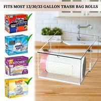 Distributeur de sacs poubelle en acrylique, 2 en 1, grand format, sous l'évier, organisateur de sacs poubelle, support de rangement pour sacs poubelle de cuisine avec couvercle