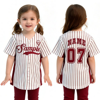 Camiseta de Béisbol y Sóftbol de Talla Única, Unisex, de Secado Rápido, con Rayas Rojas, de Algodón/Poliéster, para Niños y Niñas