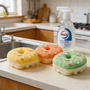 Spugna per Pulizia Cucina a Forma di Ciambella Ecologica e Resistente con Foro Ergonomico per Lavare i Piatti - Product Image 3