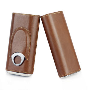 Mini étui à cigares portable en cuir PU personnalisé avec 3 porte-tubes Boîte à cigares de voyage de luxe Accessoires Accessoire facile à emporter - Product Image 5