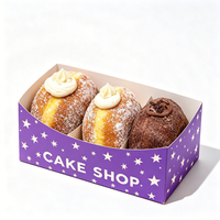 Caja de cartón curvada, plegable y abierta para llevar, ideal para donuts, crepas y pasteles, venta al por mayor.