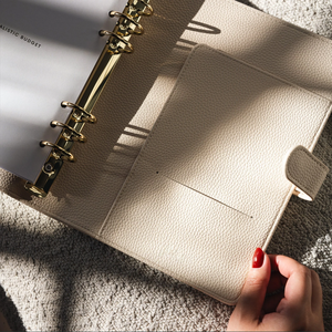 Litchi Leather <b>A5</b> <b>Ring</b> <b>Binders</b> Card Holder Six Holes PU Leather Notebook <b>Binder</b> Planner Wallet - Product Image 5