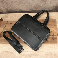 DUJIANG Classique – Porte-documents d'affaires pour homme en cuir de vachette pleine fleur, fermeture éclair, cuir véritable, durable, grande capacité, souple