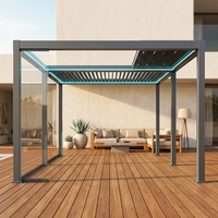 Pergola motorisée rétractable de luxe européenne 20x16 en aluminium avec éclairage solaire LED, écologique, pour jardin et gazebo