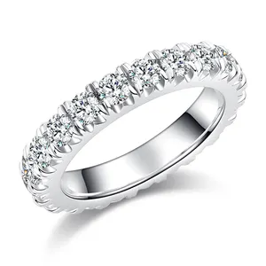 RINNTIN SMR99 D Color VVS Lab créé diamant Moissanite 925 argent Sterling éternité bague de mariage Moissanite éternité bague
