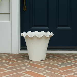 Lovely Design <b>Tall</b> Wave Edge Plastic Pot Home Decorative Glossy Round Flower Pots & Planters - Product Image 1