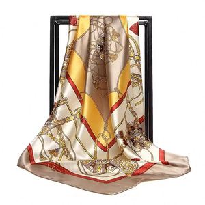 Foulard carré uni brillant personnalisé en satin de soie de 90 cm pour femme – Collection été - Product Image 2