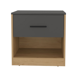 Alder 19.7" High One <b>Drawer</b> Nightstand With Open Shelf For Bedroom Home <b>Office</b> Living Room Natural Oak - Product Image 4