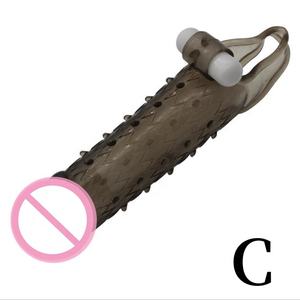 Uso del sesso dell'estensione del preservativo del pene vibrante realistico riutilizzabile - Product Image 3