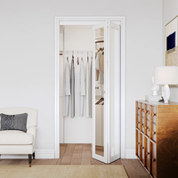 Porte accordéon pliante en bois de chêne avec design moderne en verre et isolation acoustique pour salon, porte de séparation extérieure pliante
