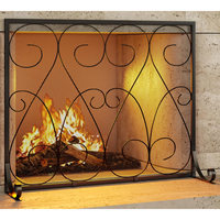Écran de cheminée en fer forgé artisanal à panneau unique, design moderne à volutes symétriques, finition poudrée, ensembles de qualité supérieure