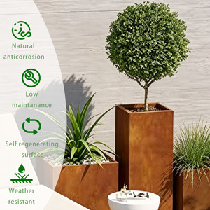 Fioriera Rialzata da Giardino in Acciaio Corten da 70 cm, Personalizzabile, Facile da Montare, Vaso in Metallo per Piante e Fiori per Paesaggistica Commerciale - Product Image 3