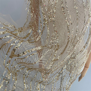 2023 nóng bán sang trọng vàng sọc sequin ren vải cho bên váy - Product Image 3