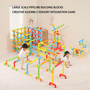 Set di Tubi d'Acqua in Plastica da 132 Pezzi con Blocchi da Costruzione per Bambini da 5 a 7 Anni, <span class=keywords><strong>Puzzle</strong></span> di Tubi a Particelle Grandi - Product Image 3