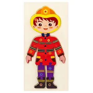 2024 New Design Kindergarten Social Roles Funny 3D Plywood Grasp Jigsaw Puzzle Educational Career Learning Toys For Boys Girls