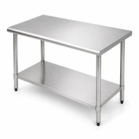 Table de travail en acier inoxydable renforcé sur mesure, de taille commerciale, avec pieds ronds, pour la restauration et les cuisines industrielles
