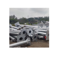 Poste de Luz Octagonal de Acero Galvanizado en Caliente de 4M, Poste de Lámpara Solar para Exteriores, Soporte de Utilidad para Carreteras de un Solo Brazo Q235