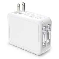 Cargador Rápido GaN PD de 65W, 4 en 1, Cable USB C Retráctil, Cargador de Pared con Enchufe para EE. UU., UE, Reino Unido y Australia, Bloque de Carga Portátil para Teléfono y Laptop