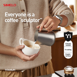 SIMELO cangkir kopi Latte, bahan Titanium murni 600ml, cangkir kopi bunga tarik, wadah busa susu - Product Image 3