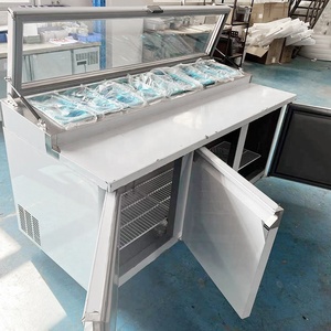 Mostrador Refrigerado Comercial para Pizza, Ensaladas y Sándwiches con Tapa de Vidrio y Mesa de Preparación - Product Image 1