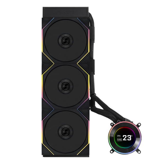 Lian Li Galahad II LCD 360 Closed Loop Liquid CPU Cooler with Custom 21 Inch Round Screen Display and High Airflow ARGB Fans