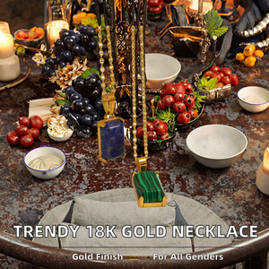 18K Gold Plated <b>Silver</b> Geometric Green Square Zircon Pendant <b>Necklace</b> Rope Chain Daily Wear for Women - Product Image 2