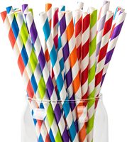 Pailles en papier biodégradables Pailles en papier à rayures non détrempées pour boire des pailles en papier jetables