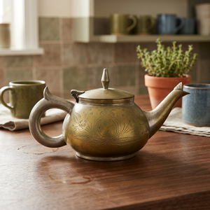 Traditional Chinese Metal Teapot With Lid And Handle Decorative Floral Pattern Water Pot <b>Kettle</b> - Product Image 6
