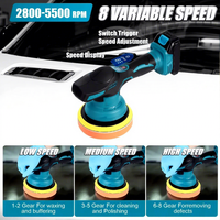 Pemoles Rotary Tanpa Kabel 6'' Portabel 9 Kecepatan Profesional untuk DIY Detailing Mobil & Perawatan Otomotif serta Pekerjaan Kayu