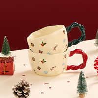 Tasse de conception de noël motif de père noël dessin animé tasse de souvenir en céramique tasse de cadeau de noël de vacances mignonne
